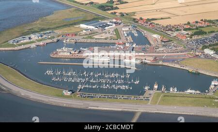 Norden, Germany. 07th Aug, 2020. Ferries are moored at the ferry pier in the port of Norddeich. Credit: Sina Schuldt/dpa/Alamy Live News Stock Photo