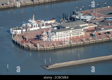 Norden, Germany. 07th Aug, 2020. The ferry Frisia VI is located at the ferry pier in the port of Norddeich. Credit: Sina Schuldt/dpa/Alamy Live News Stock Photo