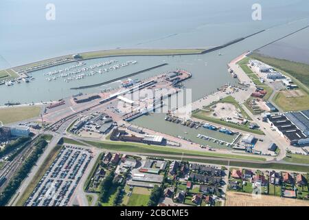 Norden, Germany. 07th Aug, 2020. The harbour of Norddeich with the ferry pier. Credit: Sina Schuldt/dpa/Alamy Live News Stock Photo