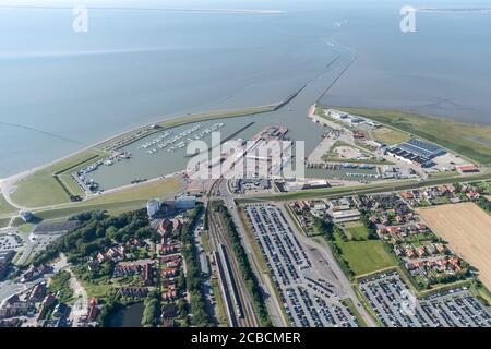 Norden, Germany. 07th Aug, 2020. The harbour of Norddeich with the ferry pier. Credit: Sina Schuldt/dpa/Alamy Live News Stock Photo