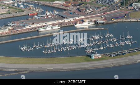 Norden, Germany. 07th Aug, 2020. Ferries are moored at the ferry pier in the port of Norddeich. Credit: Sina Schuldt/dpa/Alamy Live News Stock Photo