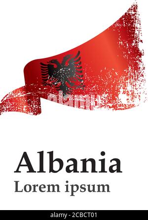 Flag of Albania, Republic of Albania. Template for award design, an official document with the flag of Albania. Bright, colorful vector illustration. Stock Vector