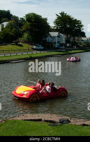 pedalo on canal in Bude Cornwall UK Stock Photo