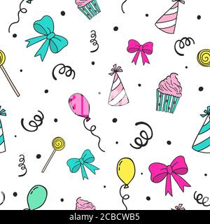 Party seamless pattern. Celebration hand drawn background. Stock Vector