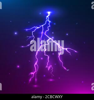 Vector colorful lightning. Thunder storm and thunder bolt design. Electric flash. Vector illustration. Stock Vector