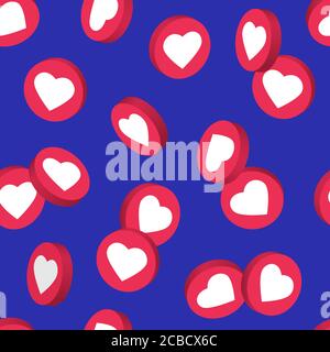 Social network symbol seamless pattern. Like and thumbs up icons isolated on transparent background. Counter notification icons. Social media elements Stock Vector