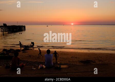 Sunset at Totland Bay on the Isle of Wight Stock Photo