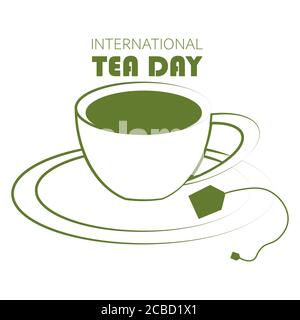 Vector Illustration International Tea Day with Cup and Pot observed on 21 May Stock Vector