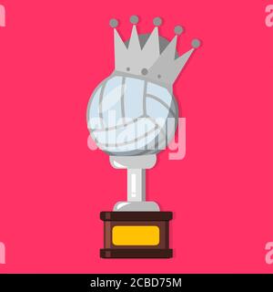 volleyball trophy isolated vector illustration in flat style Stock Vector