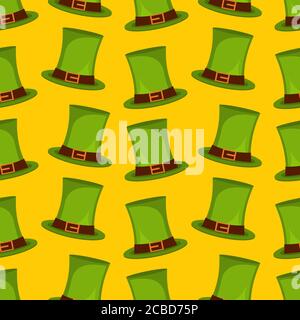 st patricks leprechaun hat seamless pattern vector illustration background Stock Vector