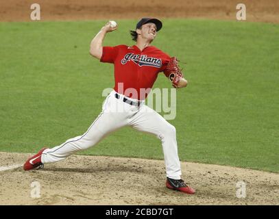 CLEVELAND, OH - APRIL 24: James Karinchak (99) of the Cleveland Indians  reacts before pitching in the ninth inning of a game against the New York  Yank Stock Photo - Alamy