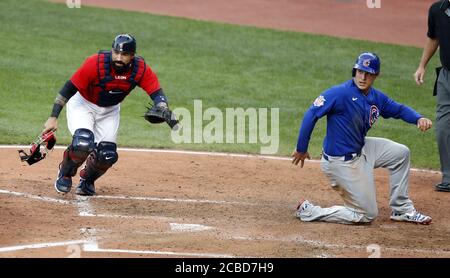 Chicago Cubs' Anthony Rizzo stands in the dugout during a baseball game  Pittsburgh Pirates in Pittsburgh, Monday, July 1, 2019. (AP Photo/Gene J.  Puskar Stock Photo - Alamy