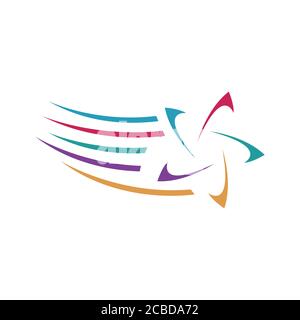abstract colorful shooting star logo vector icon. decorative and creative five pentagonal stars concept illustration Stock Vector