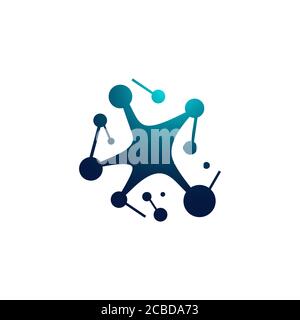 abstract neuron cell biotech nanotechnology logo vector icon science lab symbol illustrations Stock Vector