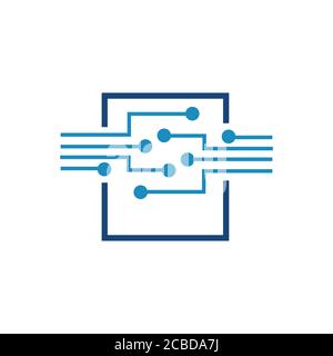 networking logo design. technology sign. connecting dots template vector illustration Stock Vector