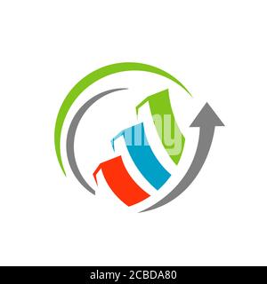 seo logo vector. Search engine optimization logo icon With economic sale bar Symbol, Graphic Design illustrations Stock Vector