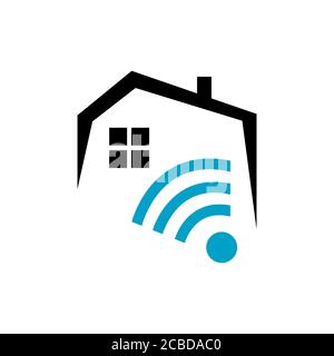 Wifi House Home Logo Vector. Smart Home Tech Internet In the House Logo Concept illustration Stock Vector