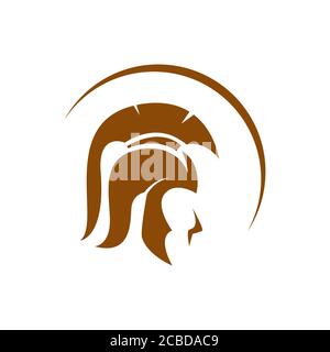 warrior helmet logo design. knight mask icon vector illustration Stock Vector