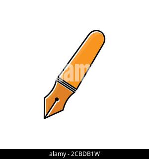 Fountain pen flat icon. Education symbol. Design template vector Stock Vector