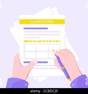 Claim form paper sheets isolated on gray background flat style design vector illustration. Stock Vector