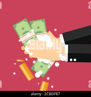 Laundering of money. Businessman launders illegally earned money. vector illustration Stock Vector
