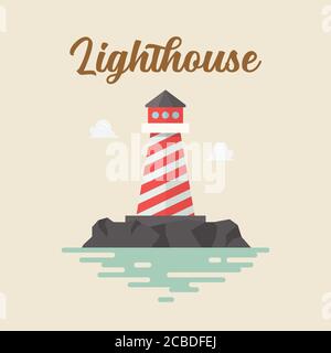 Lighthouse in flat style vector. Vector illustration Stock Vector