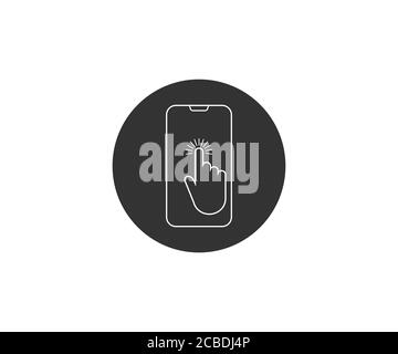 Mobile phone in hand, touch. Vector illustration, flat design. Stock Vector