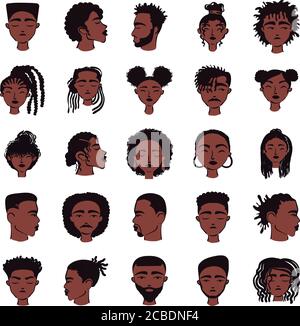 twenty five afro ethnic people avatars characters vector illustration design Stock Vector