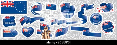Vector set of the national flag of Cook Islands in various creative designs Stock Vector
