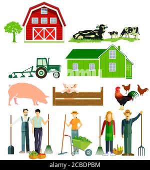 Farm Scene With All Animals illustration Stock Vector Image & Art - Alamy