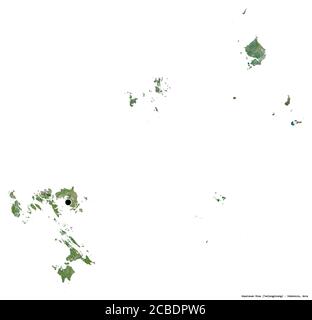 Shape of Kepulauan Riau, province of Indonesia, with its capital isolated on white background. Satellite imagery. 3D rendering Stock Photo