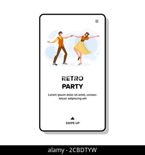 Retro Party Dancing Young Man And Woman Vector Stock Vector