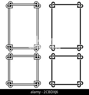 Irish Celtic vector frames set with hearts - square and rectangle border 5x7 format - perfect for greeting card, wedding invitation Stock Vector