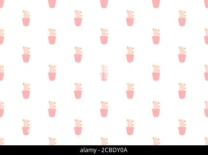 Cactus on a pot seamless pattern. Minimal nature botanical texture. For all your design, fabric, wrapper repeat, graphic design, textile tileable. Stock Vector