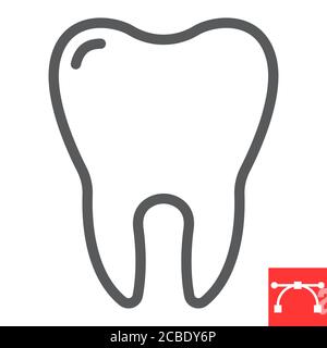 Tooth line icon, dental and stomatolgy, tooth sign vector graphics, editable stroke linear icon, eps 10. Stock Vector