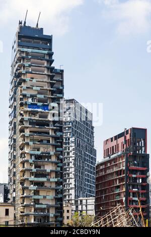 Damaged buildings after a massive explosion shook Beirut on August 4, 2020, Achrafieh/Beirut, Lebanon Stock Photo