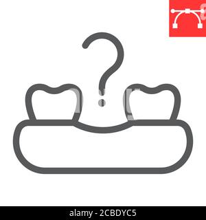Missing tooth line icon, dental and stomatolgy, loose tooth sign vector graphics, editable stroke linear icon, eps 10. Stock Vector