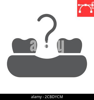 Missing tooth glyph icon, dental and stomatolgy, loose tooth sign vector graphics, editable stroke solid icon, eps 10. Stock Vector