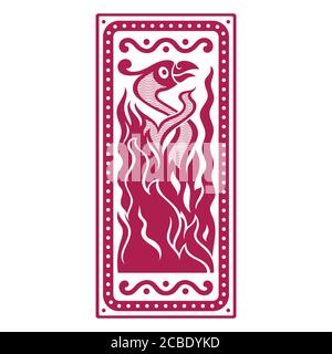 The Phoenix bird. Illustration in the Scandinavian Celtic style Stock Vector