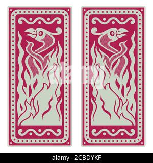 The Phoenix bird. Illustration in the Scandinavian Celtic style Stock Vector