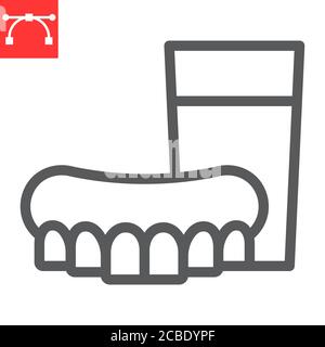 Denture line icon, dental and stomatolgy, dentures sign vector graphics, editable stroke linear icon, eps 10. Stock Vector