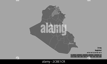 Two Rivvers Iraq Map Arbil, province of Iraq. Bilevel elevation map with lakes and rivers ...