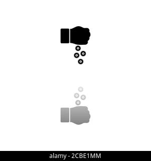 Donation. Black symbol on white background. Simple illustration. Flat Vector Icon. Mirror Reflection Shadow. Can be used in logo, web, mobile and UI U Stock Vector