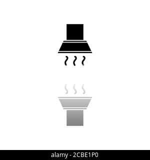 Extractor hood. Black symbol on white background. Simple illustration. Flat Vector Icon. Mirror Reflection Shadow. Can be used in logo, web, mobile an Stock Vector