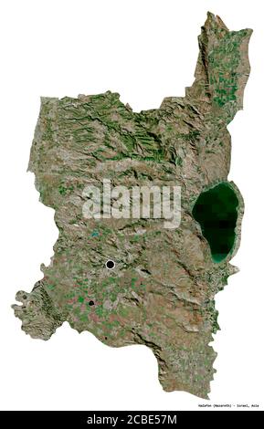 Shape of HaZafon, district of Israel, with its capital isolated on white background. Satellite imagery. 3D rendering Stock Photo