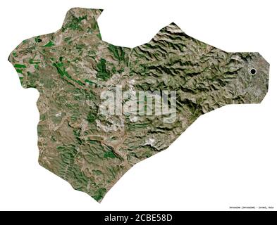 Shape of Jerusalem, district of Israel, with its capital isolated on white background. Satellite imagery. 3D rendering Stock Photo