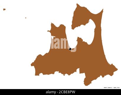 Shape of Aomori, prefecture of Japan, with its capital isolated on white background. Composition of patterned textures. 3D rendering Stock Photo