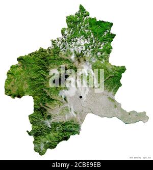 Shape of Gunma, prefecture of Japan, with its capital isolated on white background. Satellite imagery. 3D rendering Stock Photo