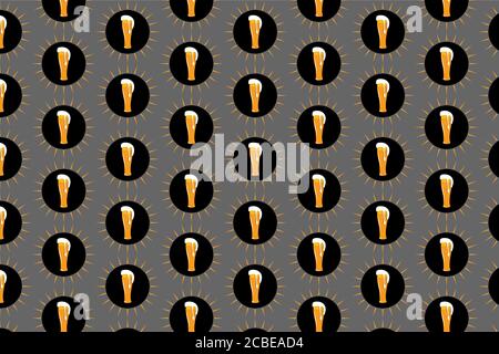 Beer seamless pattern on a grey background. Stock Vector