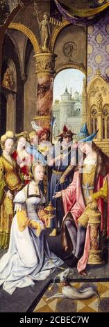 King Solomon receiving the Queen of Sheba, painting by Antwerp Mannerist, 1505-1525 Stock Photo